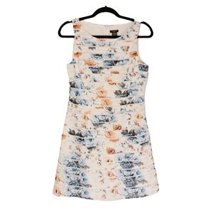 ANN TAYLOR PETITE Blue Orange Watercolor Stripe Sleeveless A Line Dress 6P S